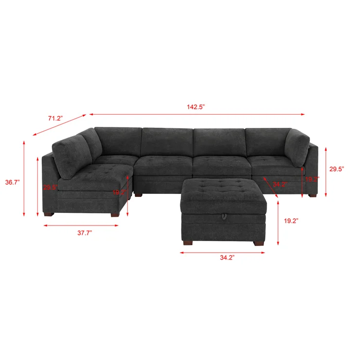 Thomasville Tisdale Modular Sectional 6-piece with Storage Ottoman