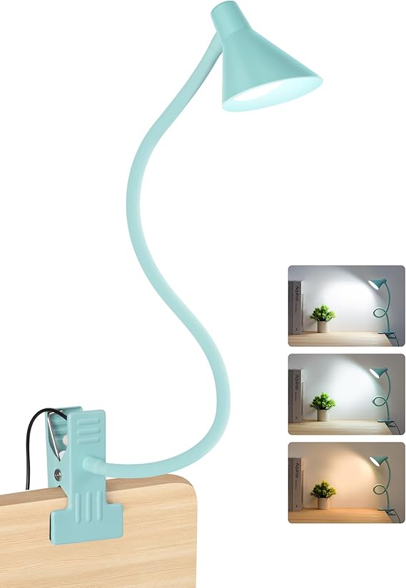 Reading Light for Bed, Clip-on Desk Lamp with Flexible Neck