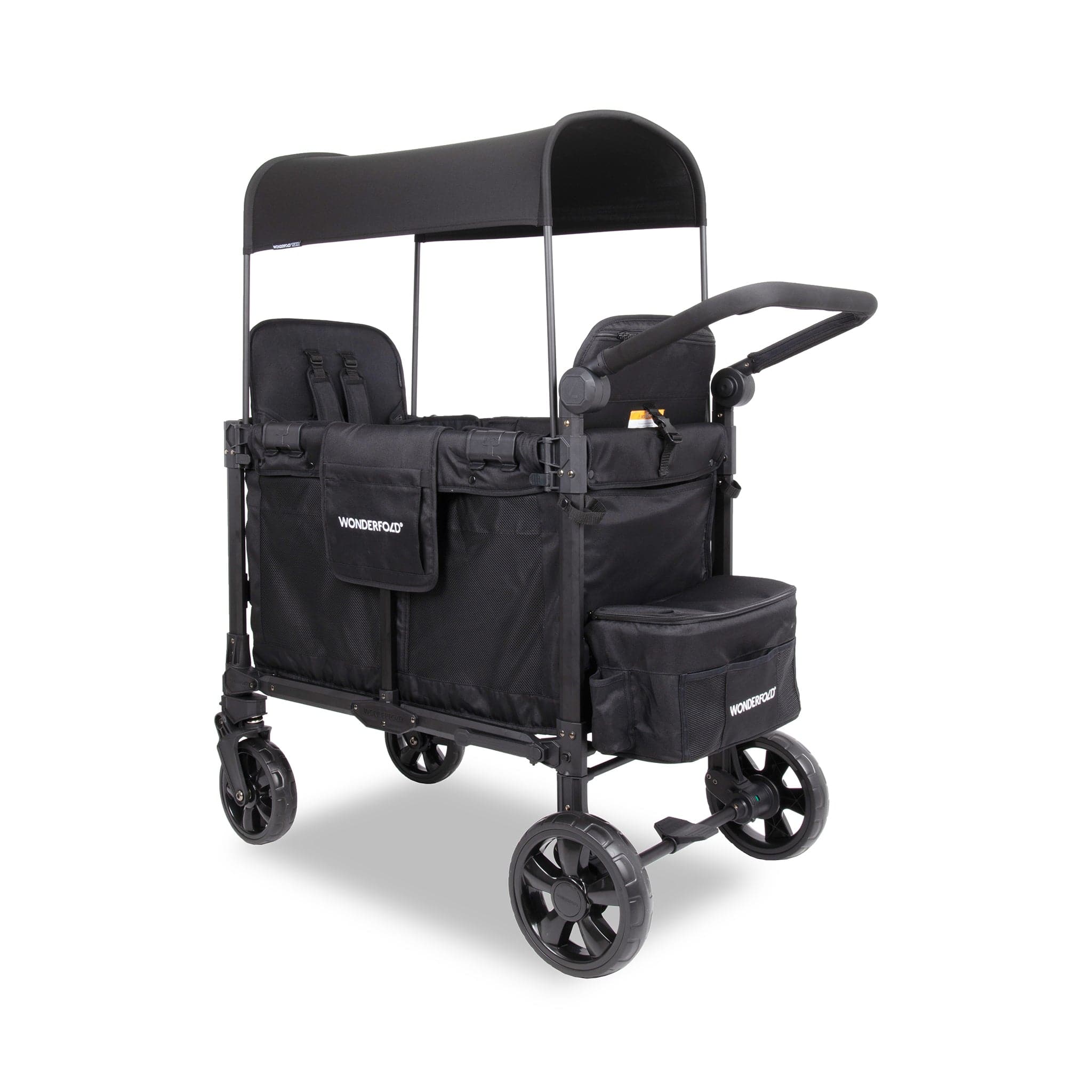 WonderFold W2 Elite Pro (2 Seater) Double Stroller Wagon - Jet Black