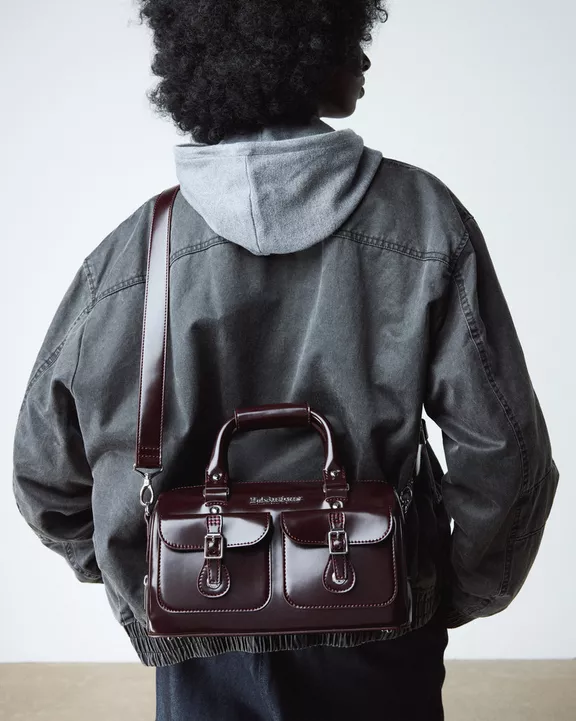 Top Handle Rub Off Vegan Leather Bag