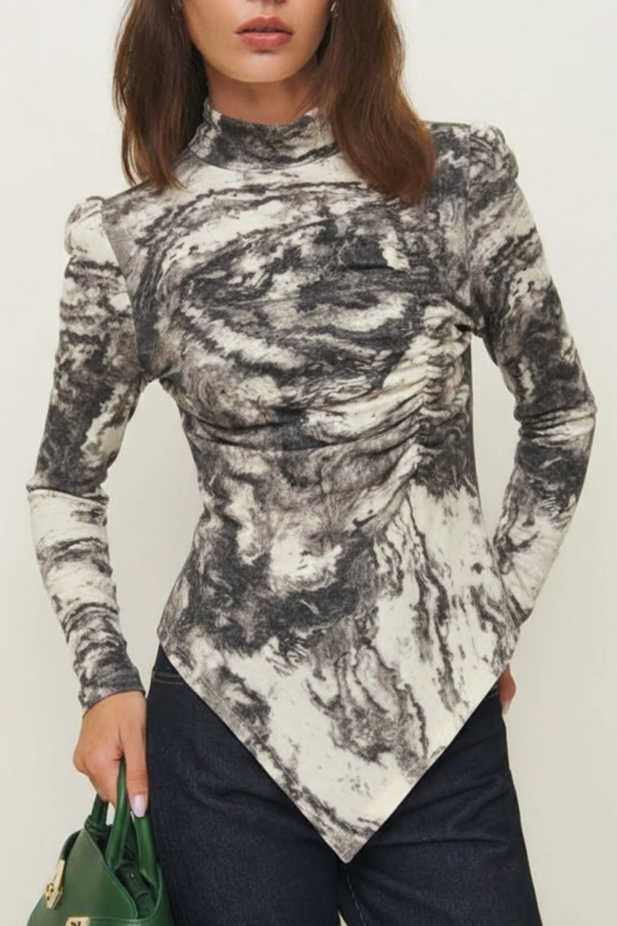 Abstract Marble Bodycon Top