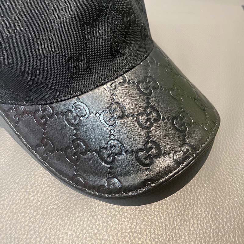 Fashion Adjustable Black Leather Baseball Cap MZ-916080
