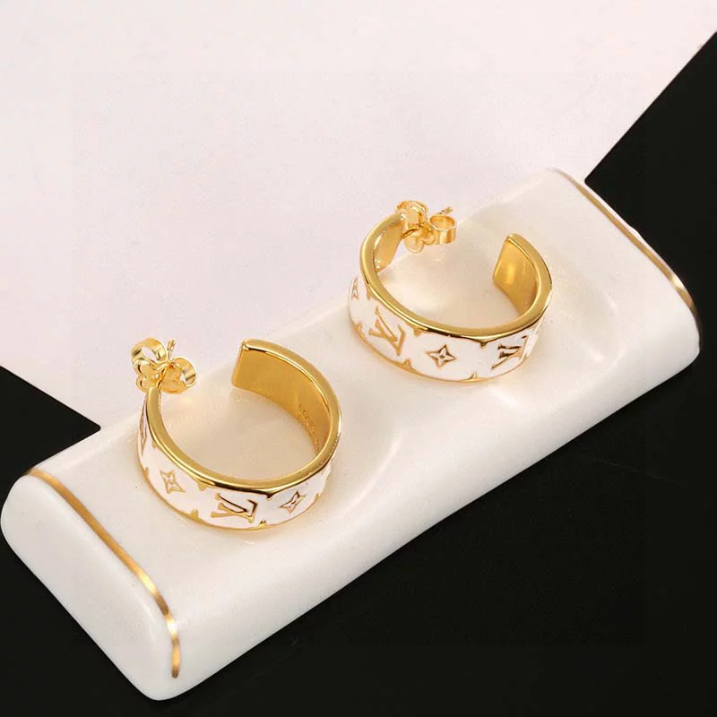 White&Golden Circle Earrings ED-931319