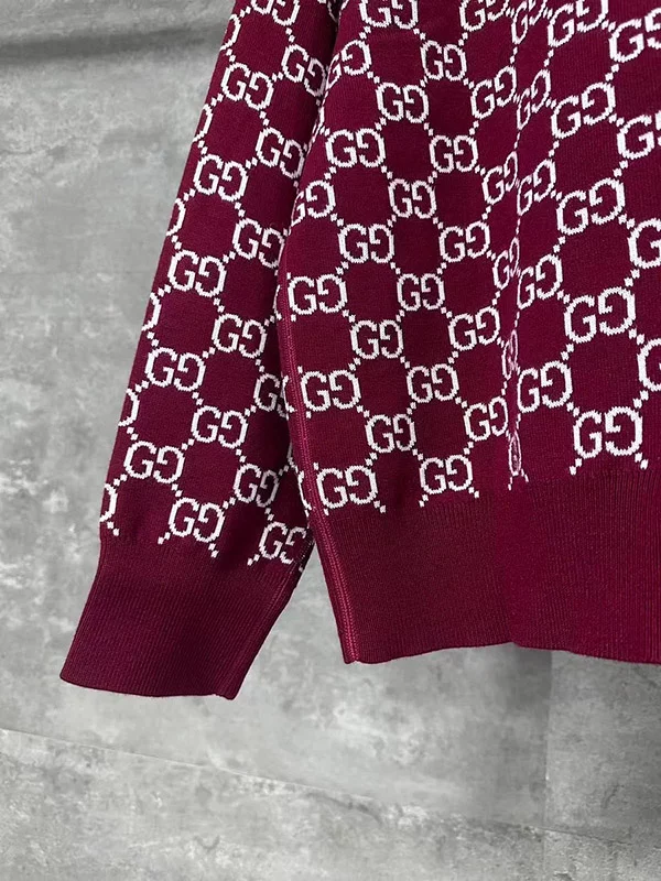 Wine red full printed knitted cardigan MY-93260