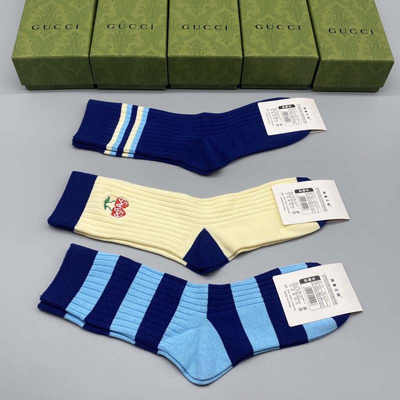 Set of 3 Pairs of Cotton Anti-bacterial Crew Socks WZ-924000177