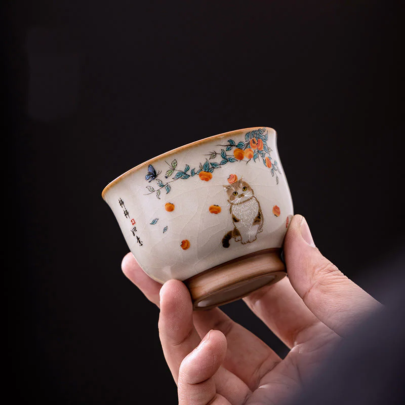 Cute Cat Butterfly Teacup Kung Fu Tea Cup