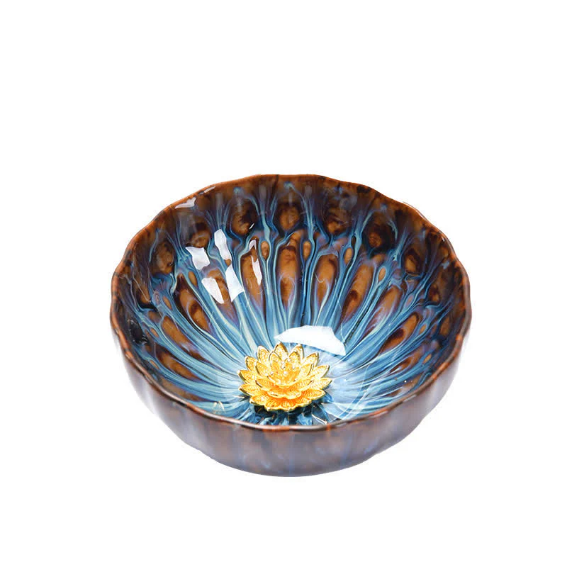 Lotus Peacock Dragon Phoenix Koi Fish Ceramic Teacup Inlaid Tea Cups 120ml