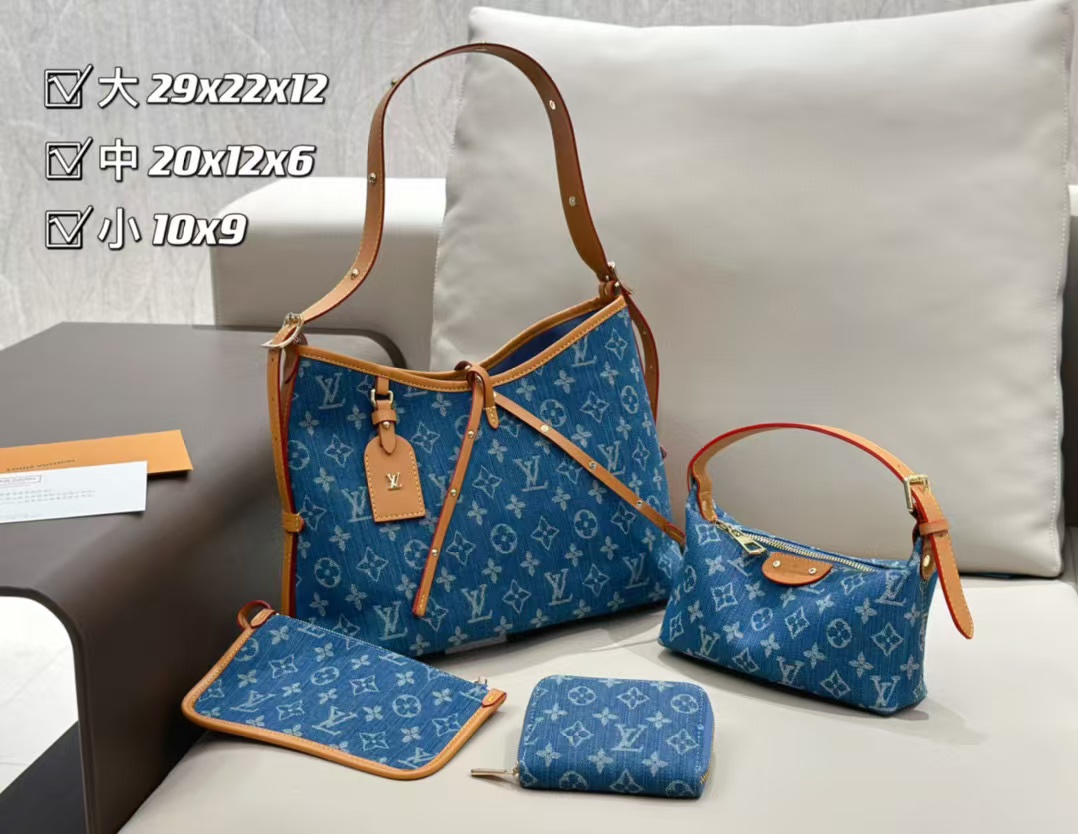 Blue canvas Bags Set-Size 11.4″x8.7″x4.7″, 7.9″x4.7″x2.4″, 3.9″x3.5″ BB-921267