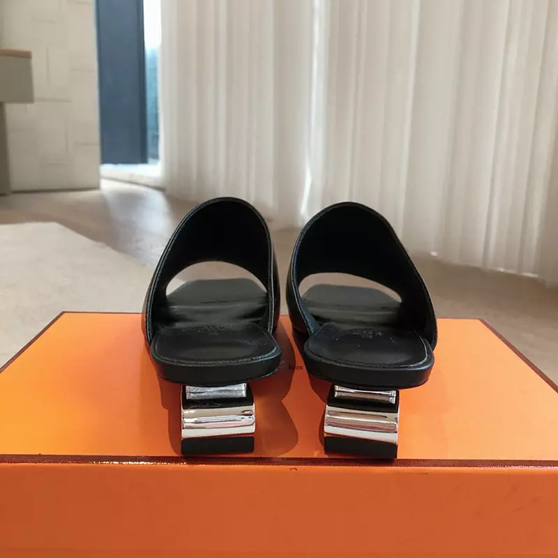 Fashion High Quality Real Leather Slippers with 2.5cm heels LX-872308