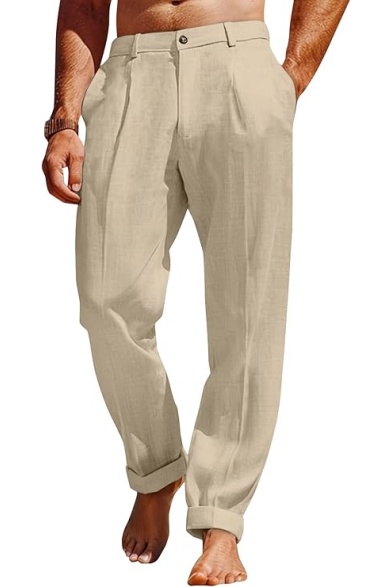 Mens Linen Beach Pants Casual