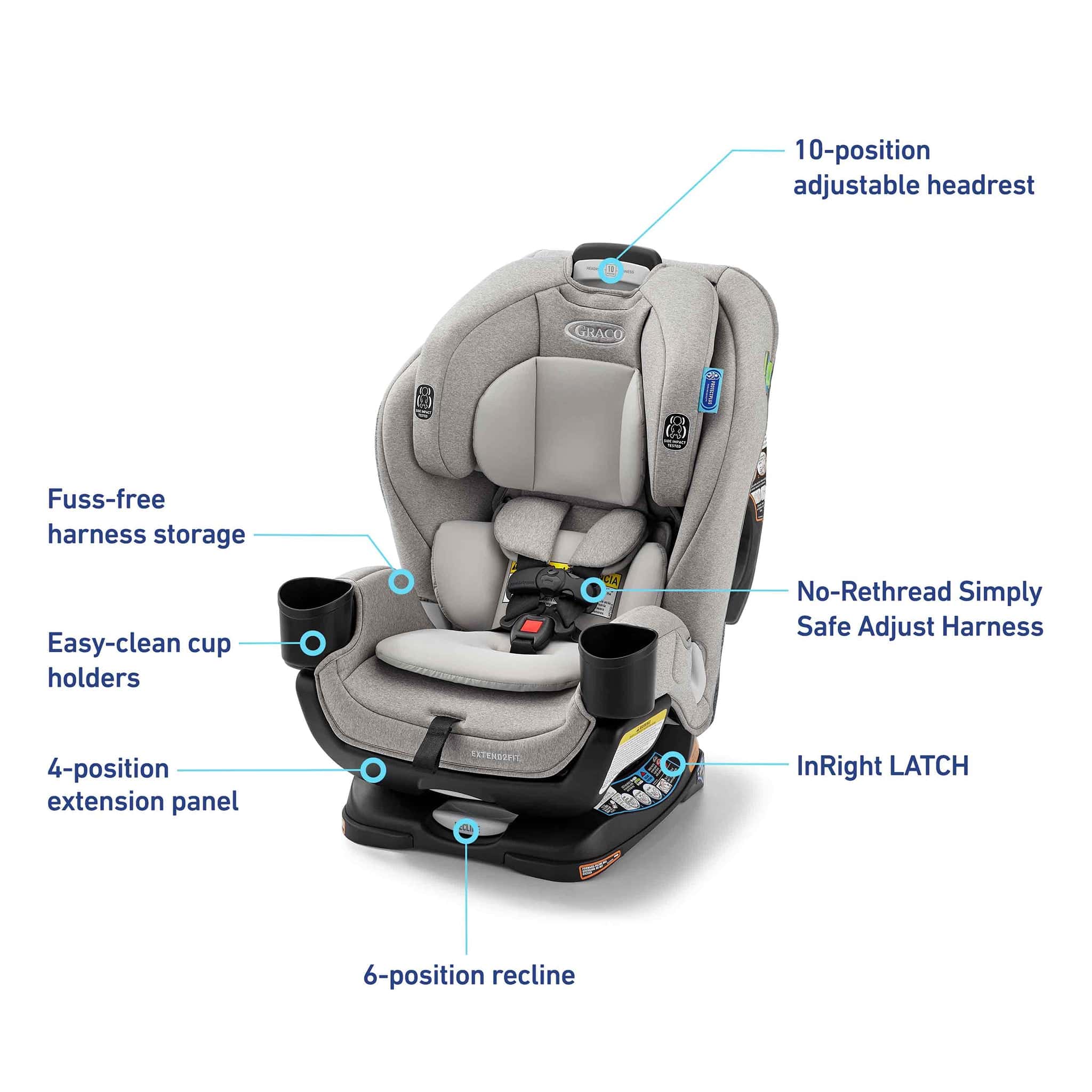 Graco Extend2Fit 3-in-1 All-in-One Convertible Car Seat - Ashten