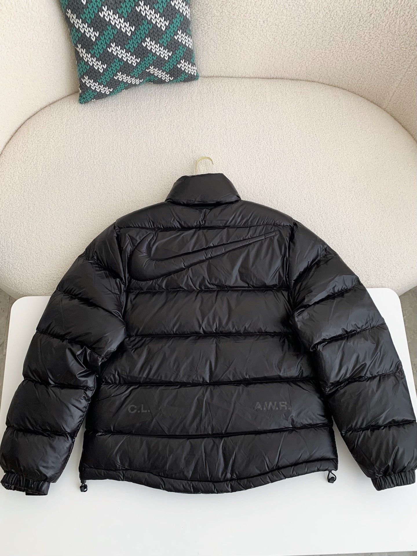 NK x Drake solid color 3D logo stand up collar down jacket