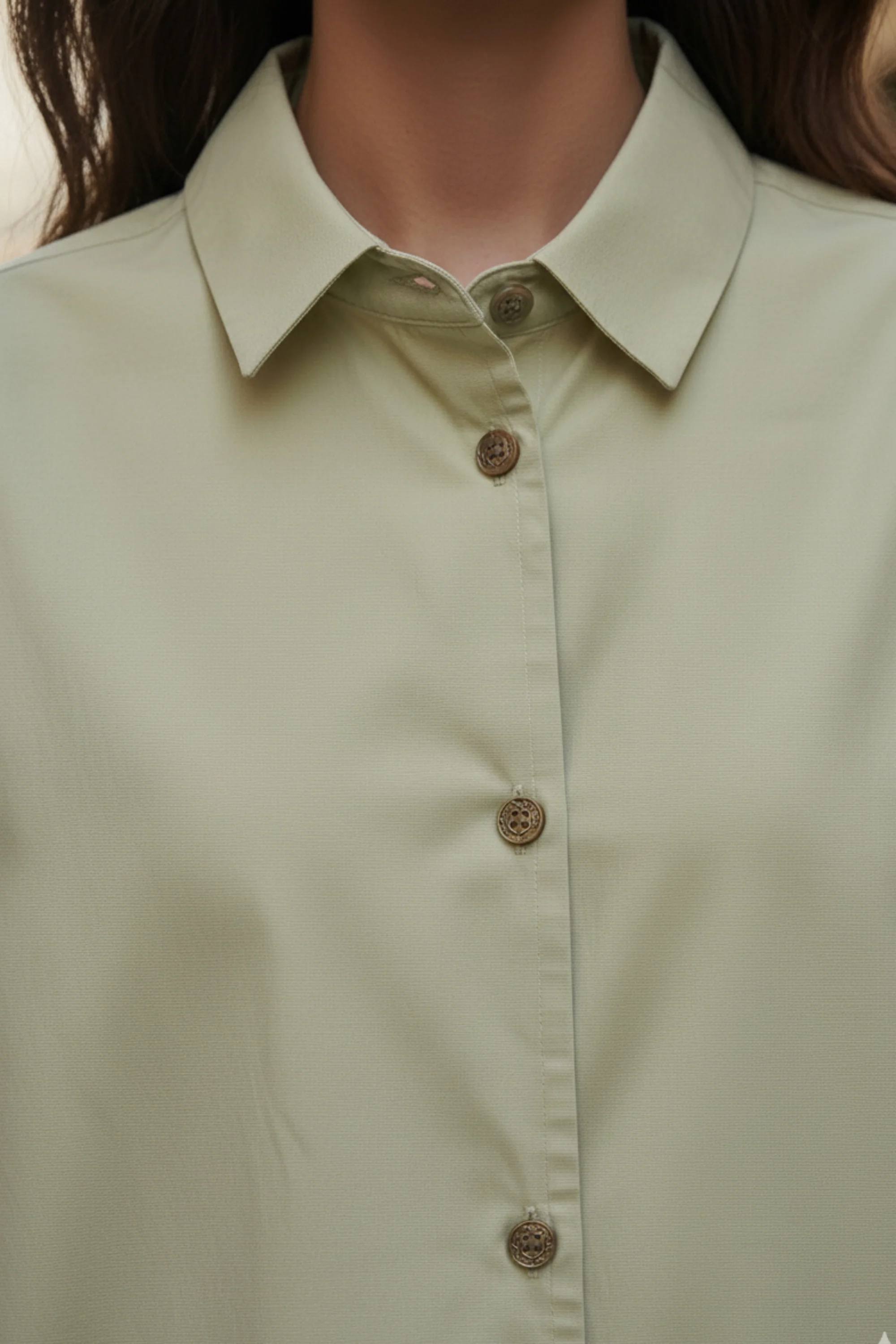 Flower Button Rounded Hem Shirt