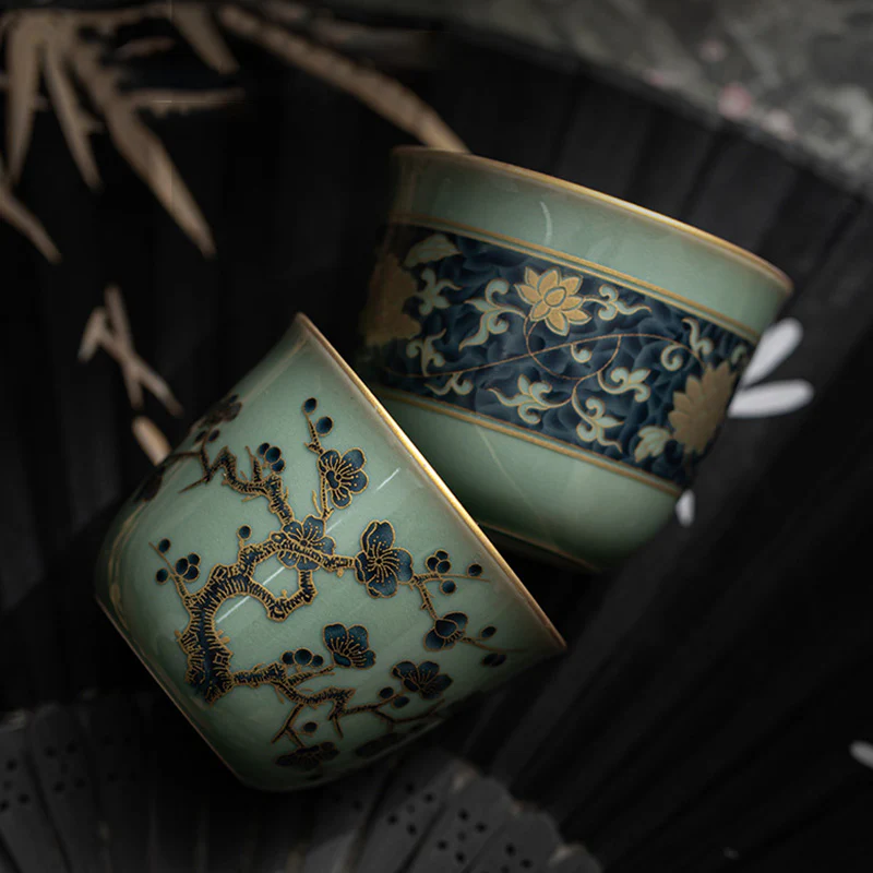 Butterfly Flower Lotus Koi Fish Plum Blossom Ceramic Teacup Kung Fu Tea Cup 100ml
