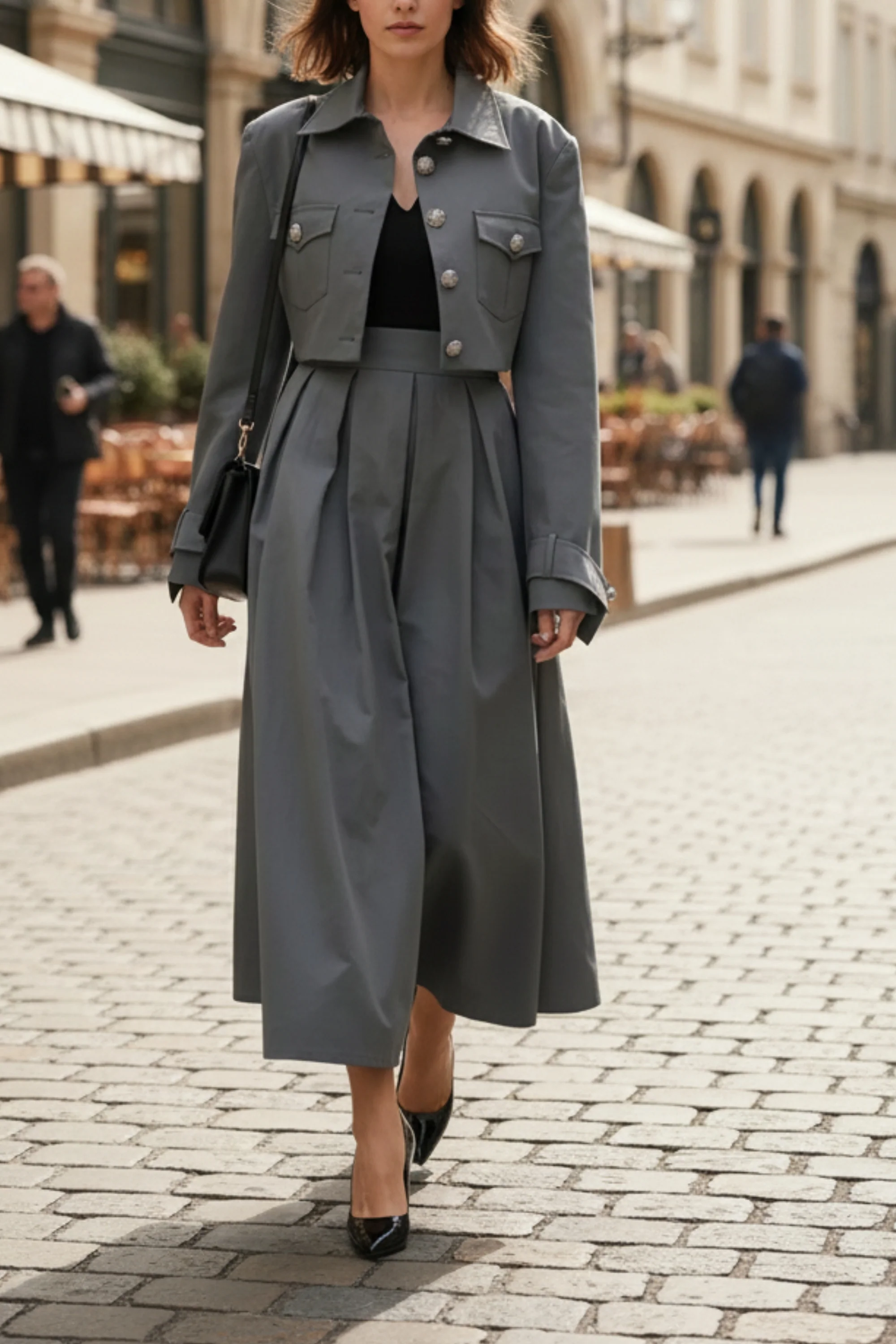 Stormy Crop Jacket With Skirt Coord Set
