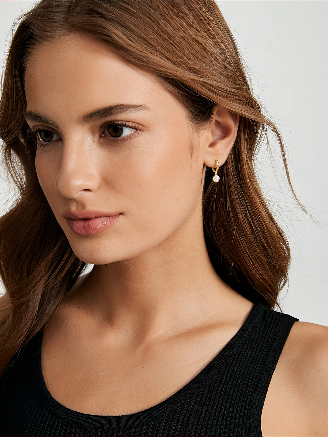 Pave Round Huggie Drops