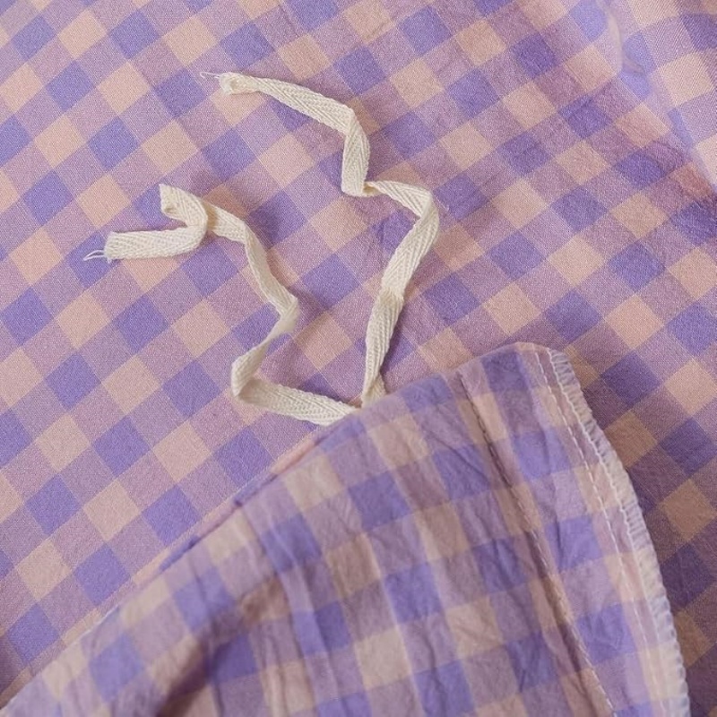 Purple Gingham Grid Duvet Cover Queen