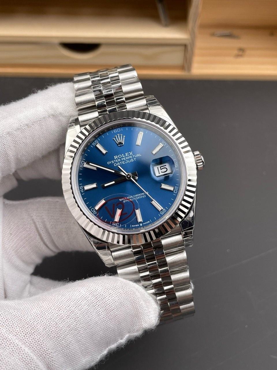 【SUPER CLONE】12A Rolex  Datejust 41mm 126334 Blue Index Oyster Stainless Steel Men’s Watch