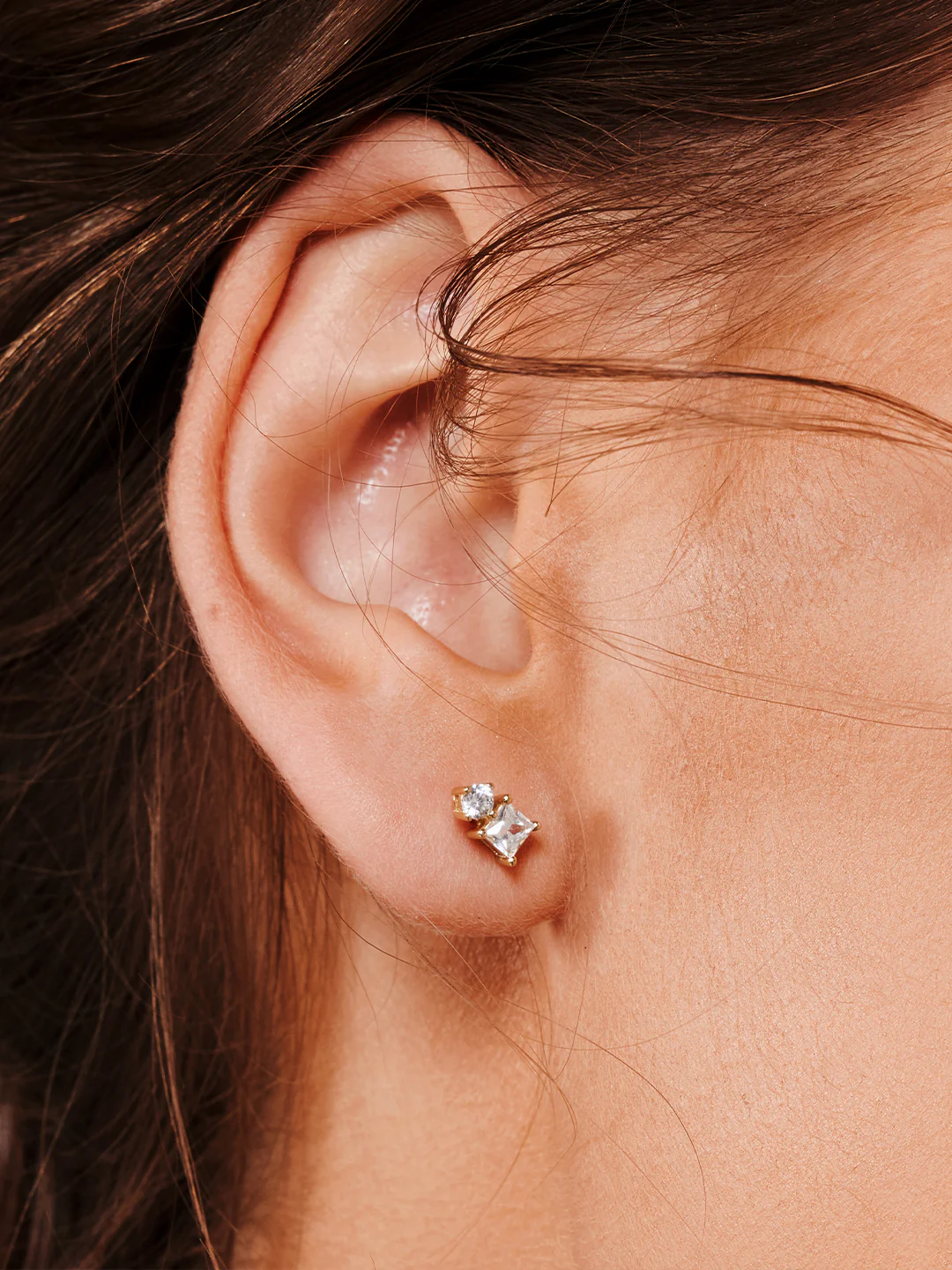 Mini Round & Square Crystal Studs