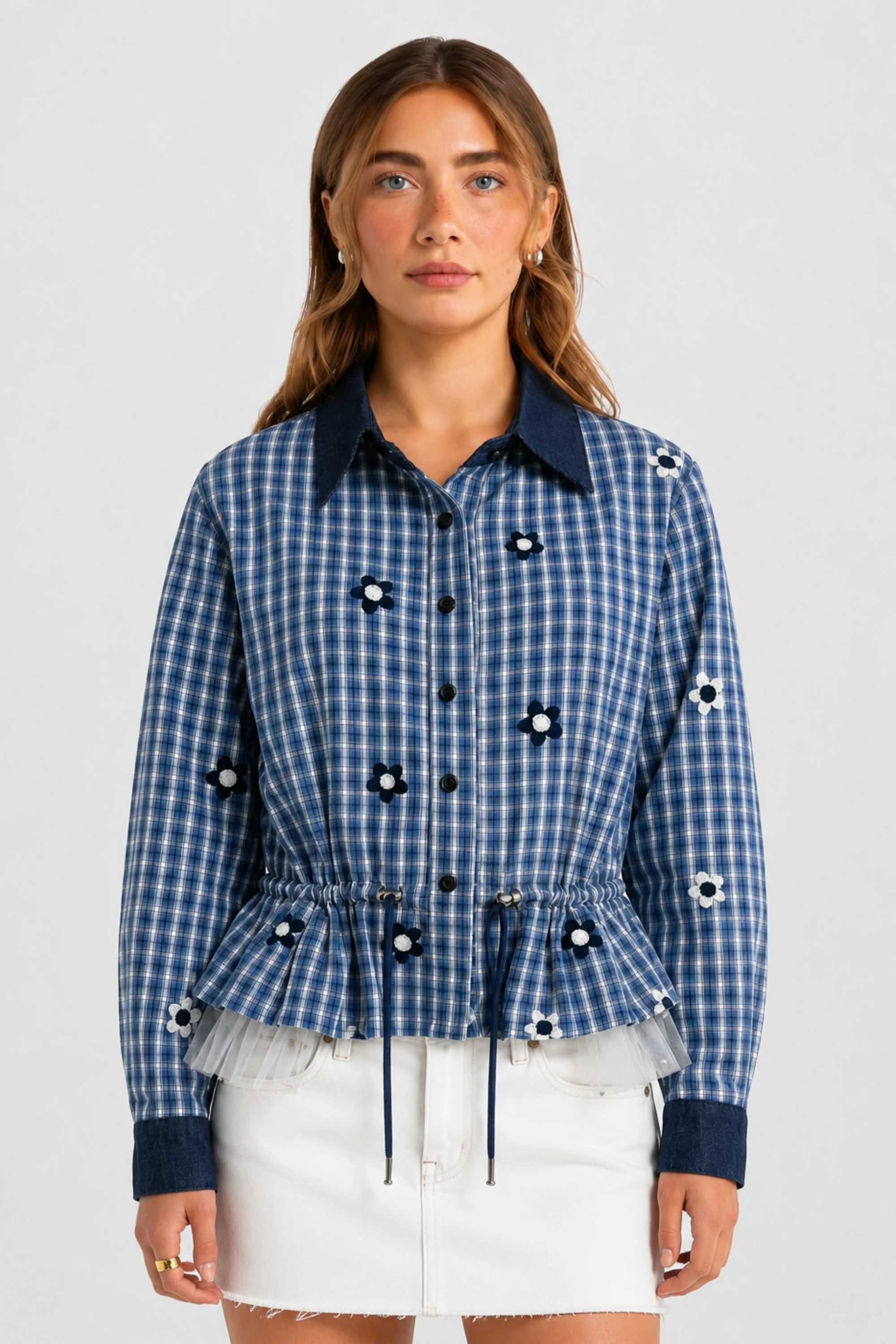 Blue Blossom Peplum Shirt