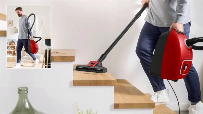 BOSCH - Aspirapolvere a traino BGB41PET1-Nero, Rosso
