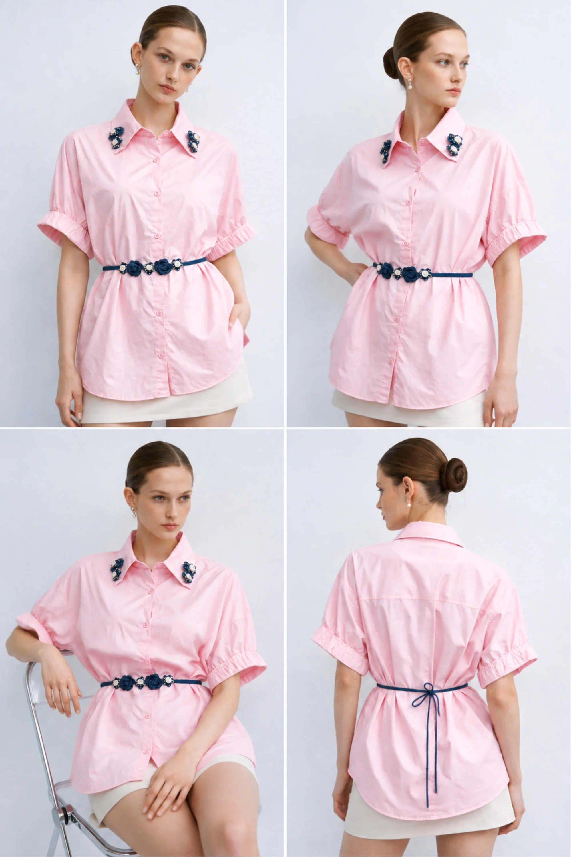 Pink Rose Collar Shirt