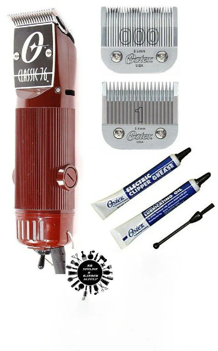 OSTER 76 Classic Hair Stylist Barber CLIPPER KIT #000,#1 Detachable Blade SET