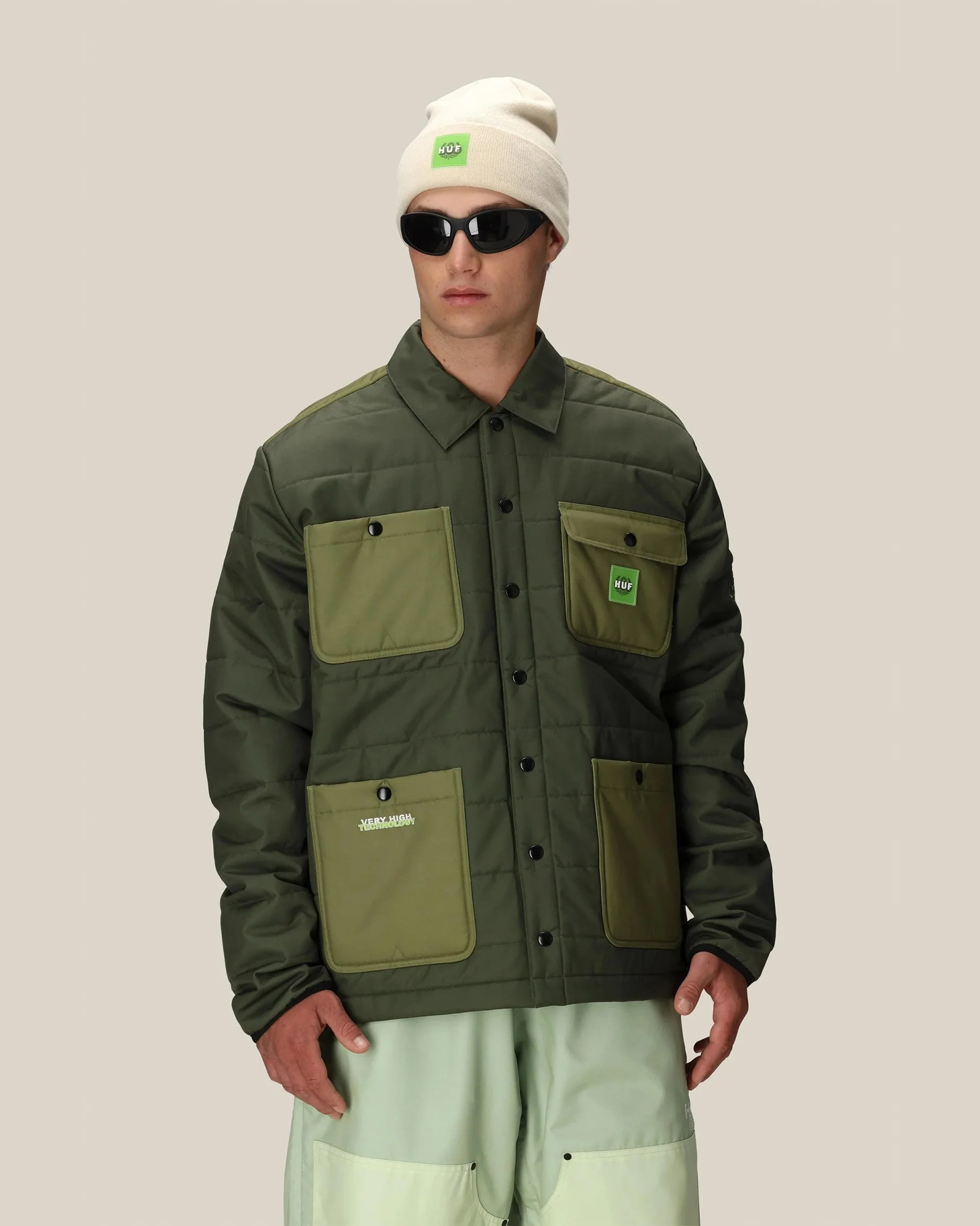 HUF Puffer Insulated Jacket - Dark Green Colorblock