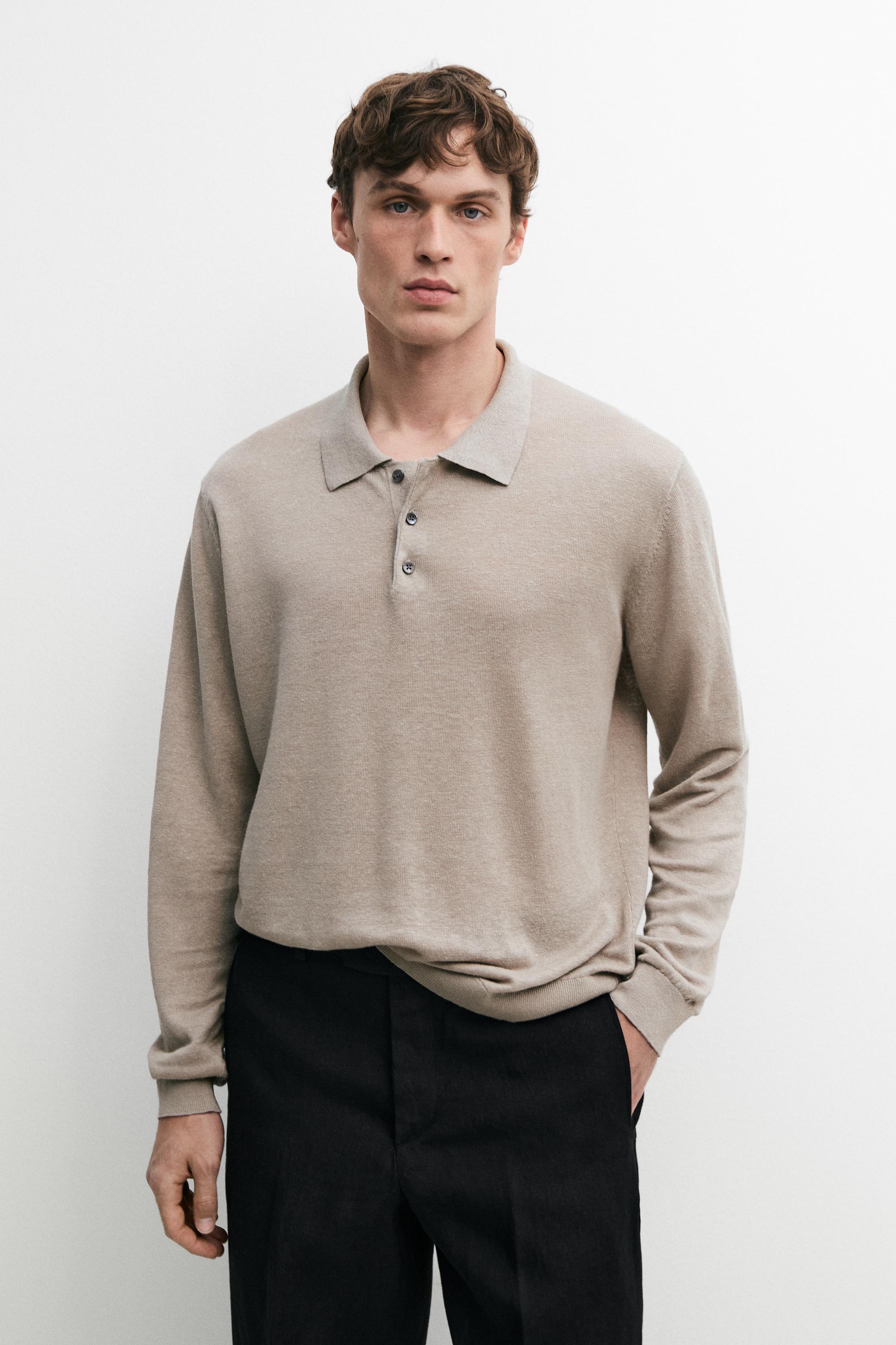 Jersey punto cuello polo 100% lino