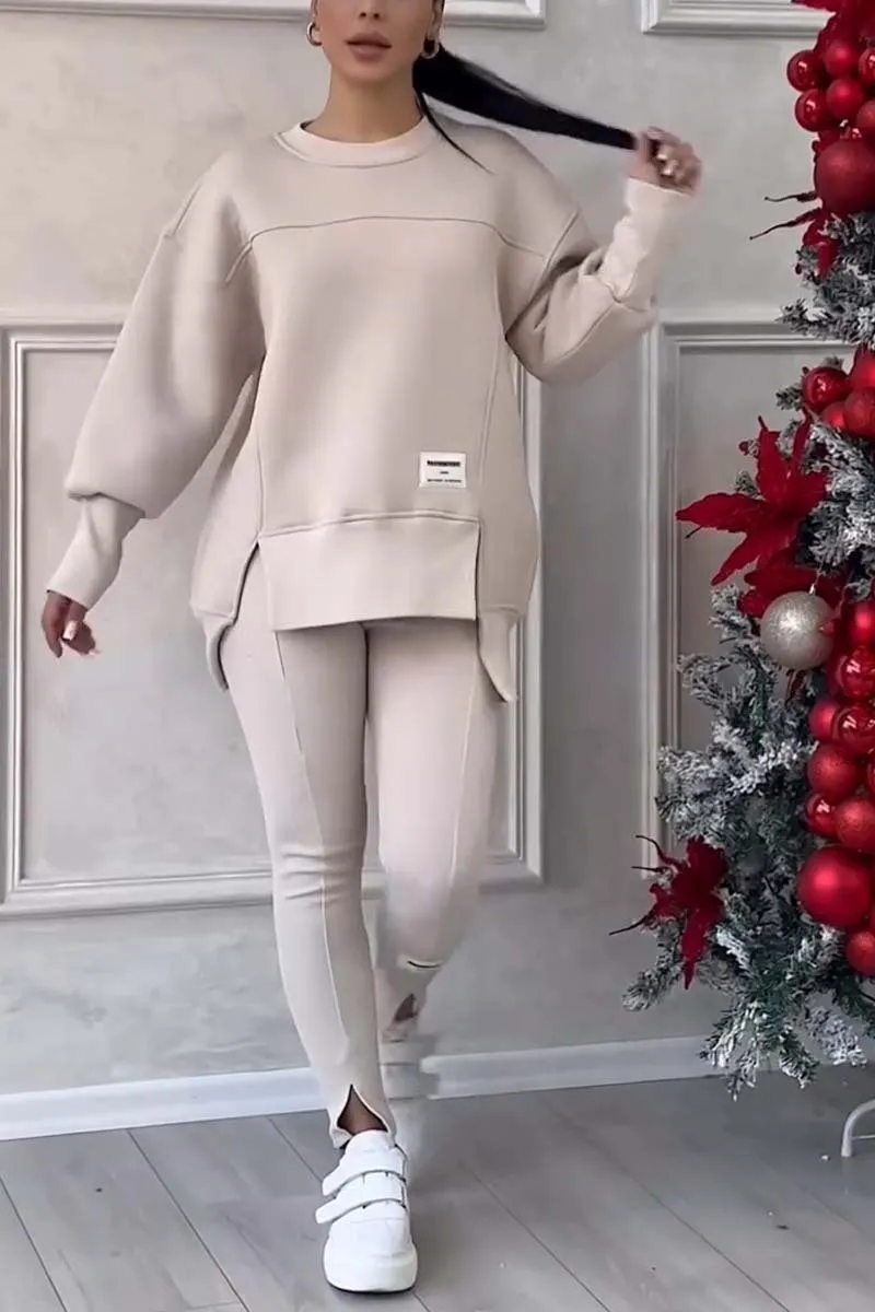 Ladies' Irregular Print Sweatshirt and Leggings Set