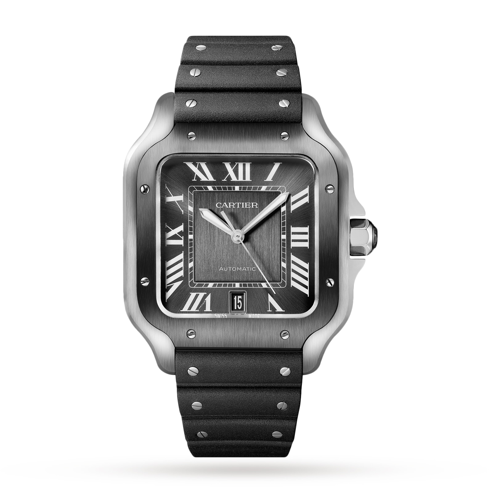 Cartier Santos De Cartier Watch Large Model, Automatic Movement, Steel, ADLC, Interchangeable Metal And Rubber Bracelets-P17311097