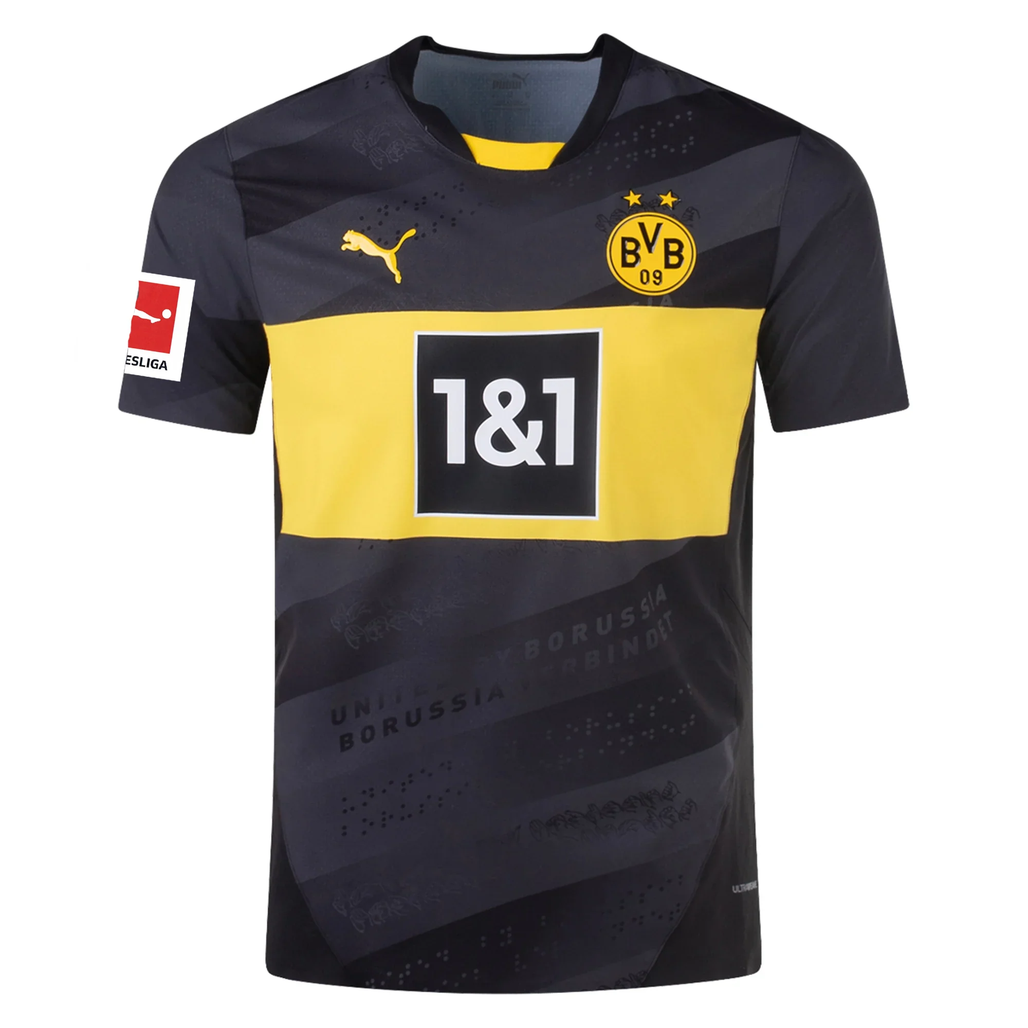 Puma Borussia Dortmund Authentic Gio Reyna Away Jersey w/ Bundesliga Patch 24/25 (Puma Black/Faster Yellow)