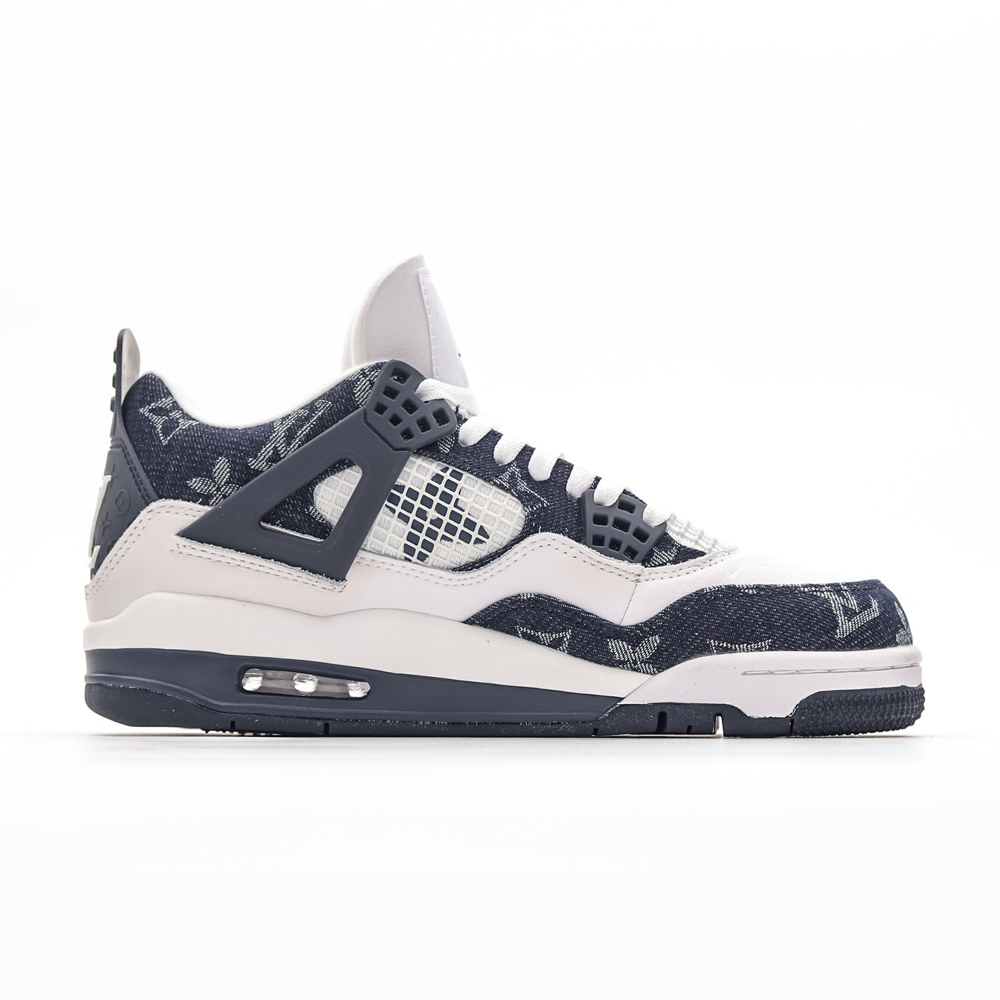 NK Air Jordan 4 Retro Black White X Lois Vuton Monogram Denim NNL24111208