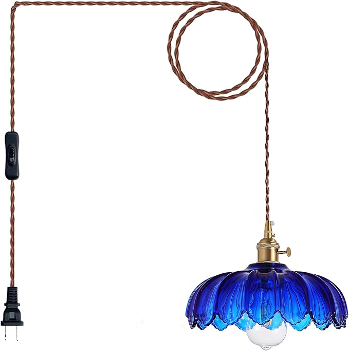 LUMISCAPE Plug in Pendant Light: Glass Hanging Lamp Plug in