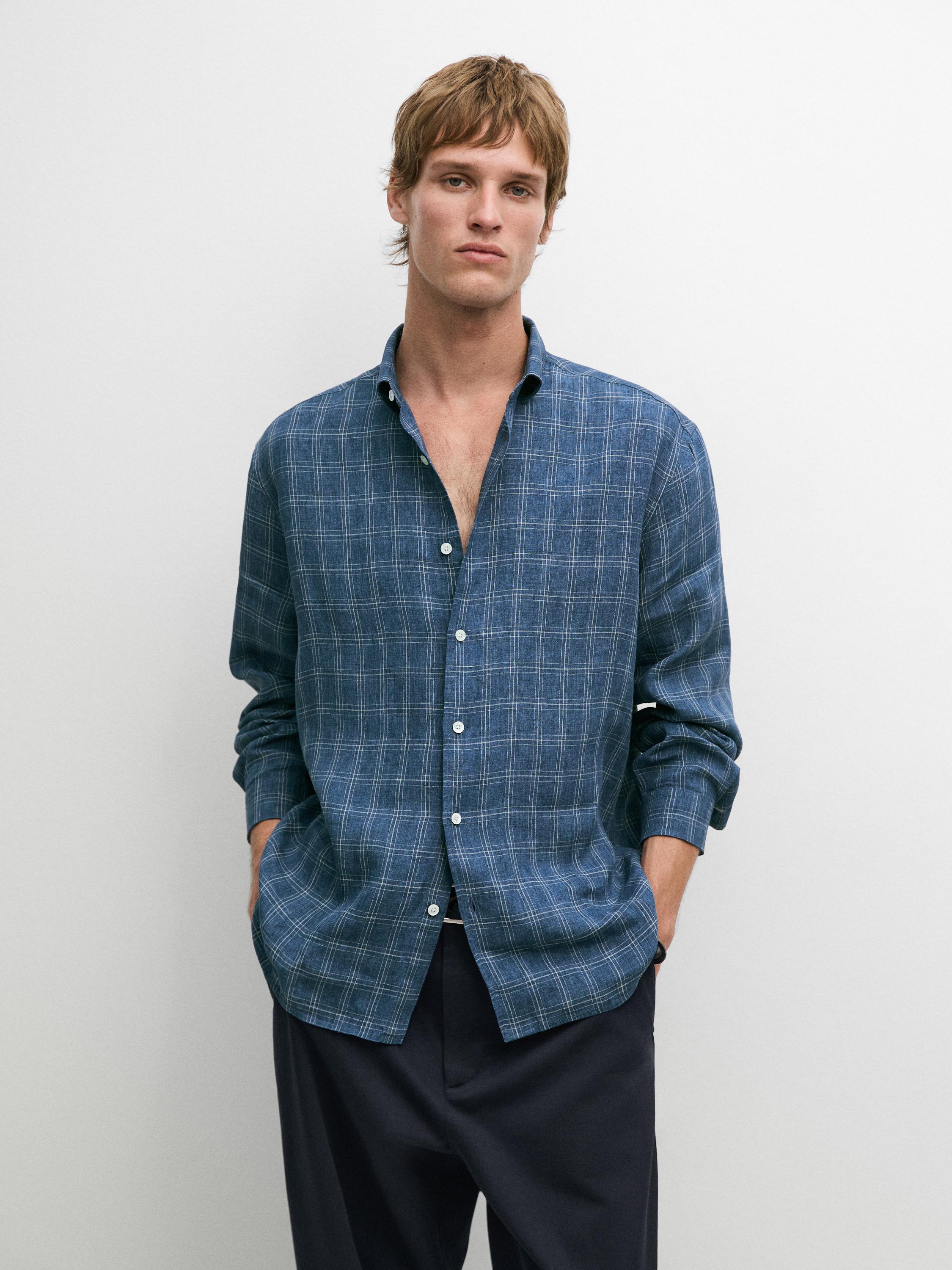 Camisa cuadros 100% lino