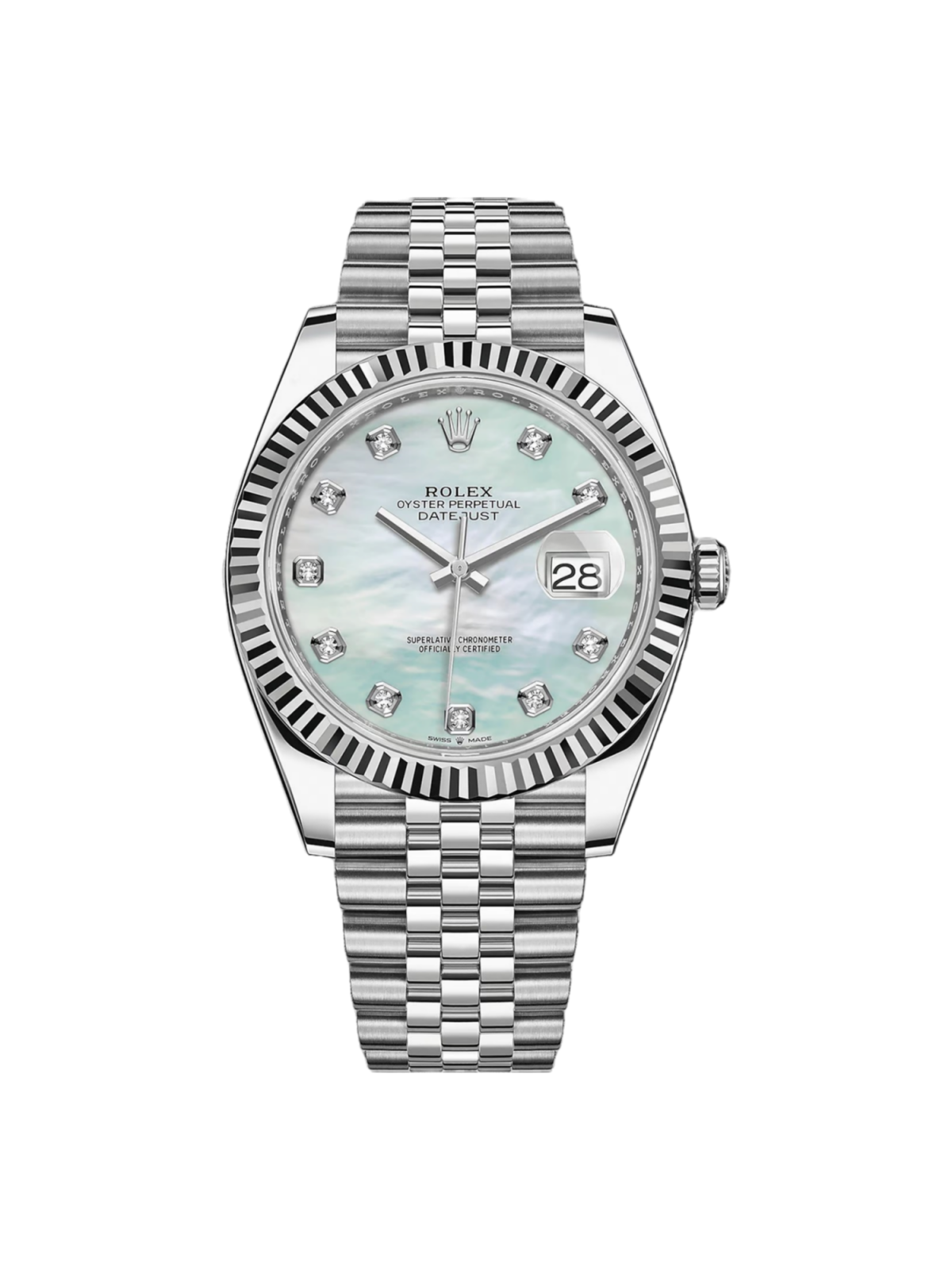 【Super Clone】RLX  Datejust 126334 MOP Diamond Jubilee 41mm Stainless Steel and White Gold