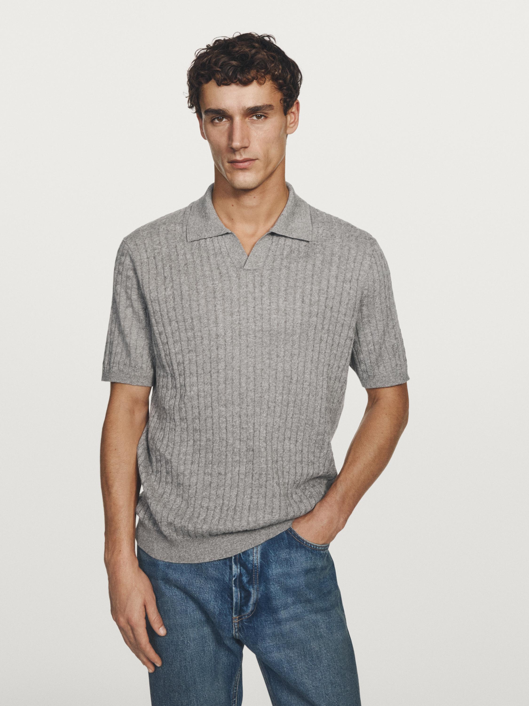 Jersey polo punto trenzado lino algodón