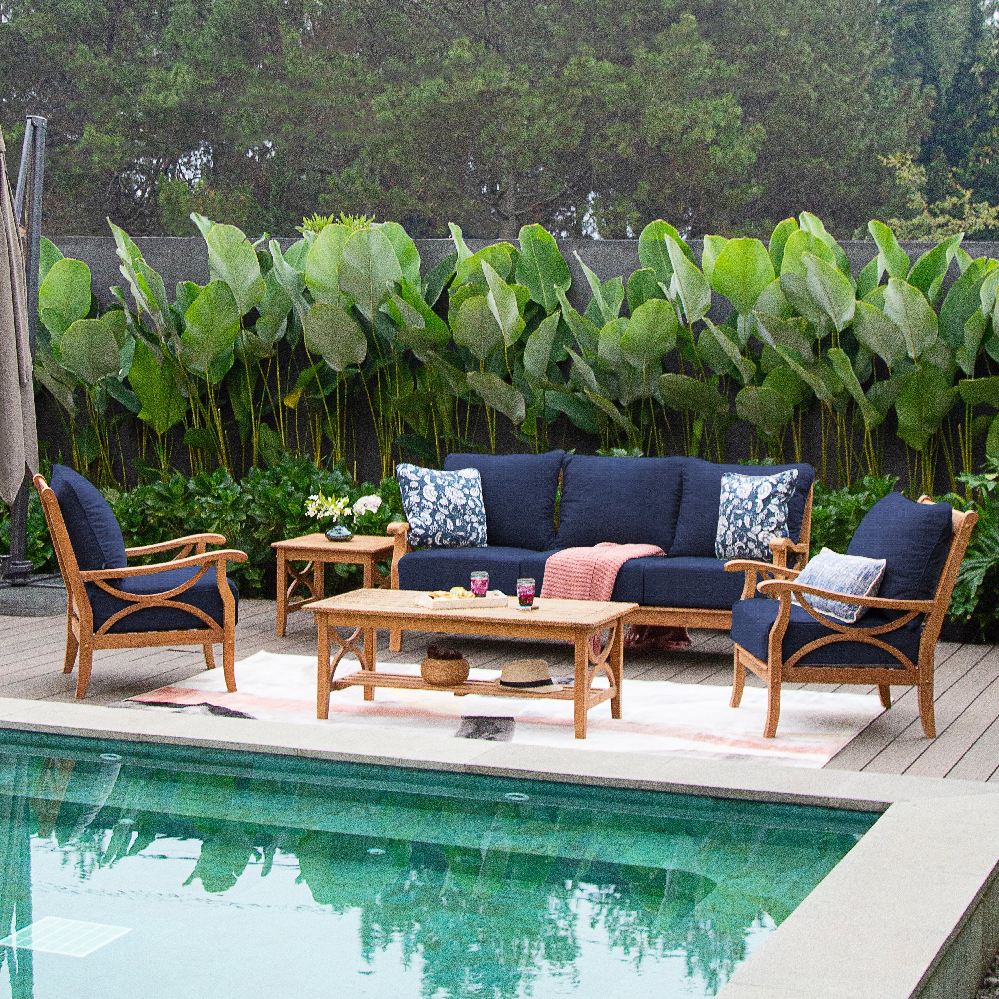 Cambridge Casual Lowell 5-piece Teak Wood Outdoor Conversation Set