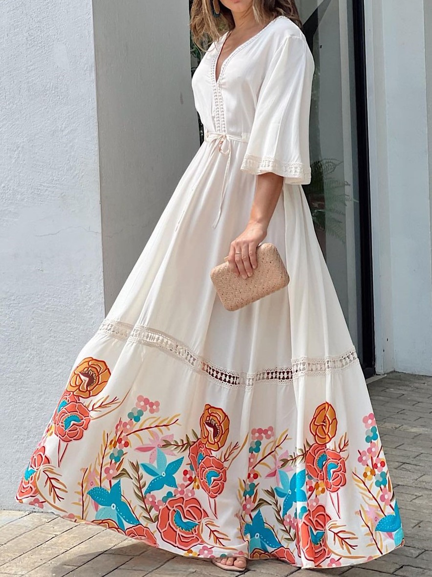 Vestido casual saia longa