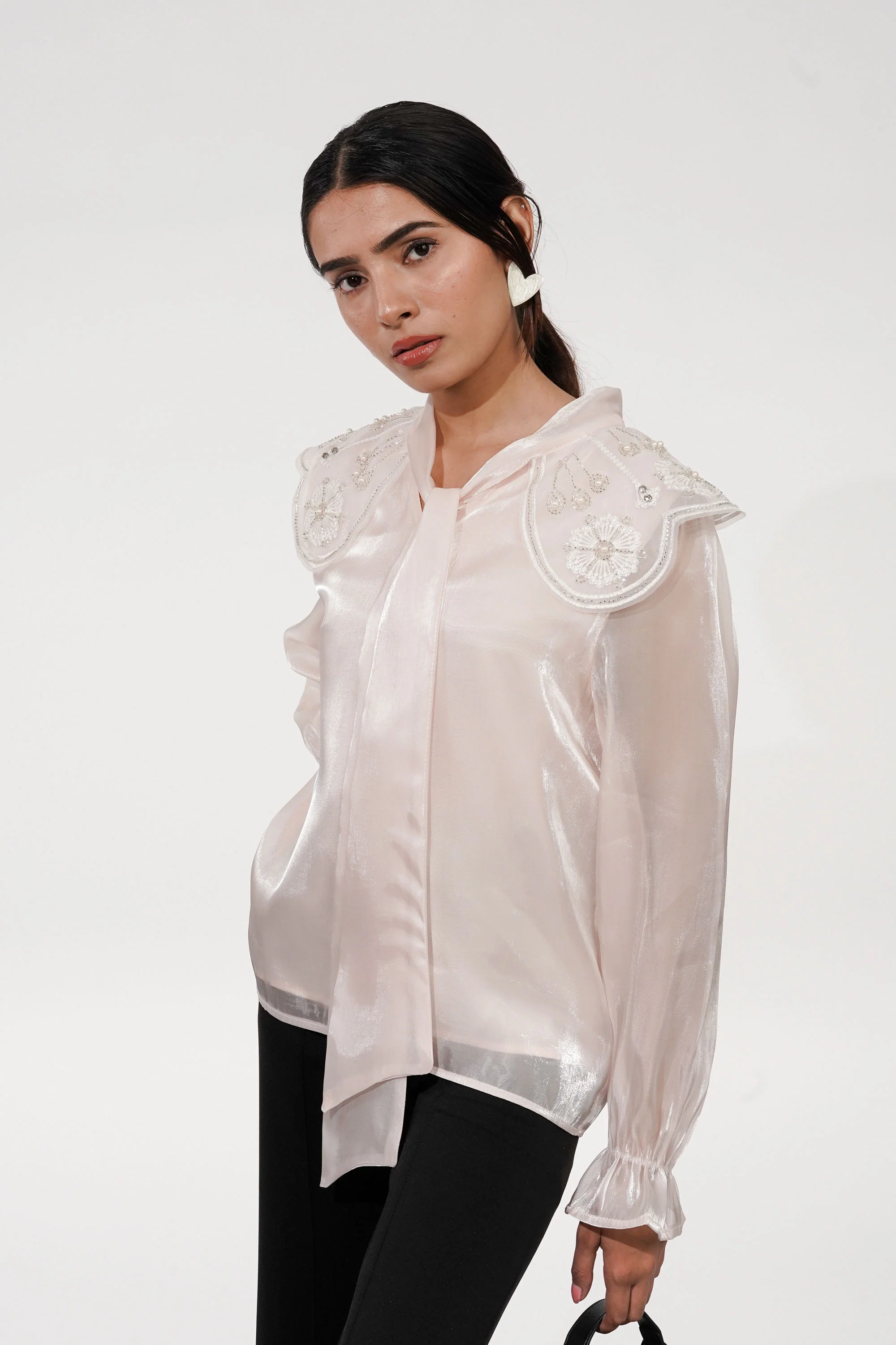 Baby Pink Bertha Pearl Top