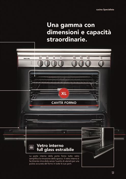 GLEM GAS - Cucina a gas ST965MBK Classe A+-Nero Carbone