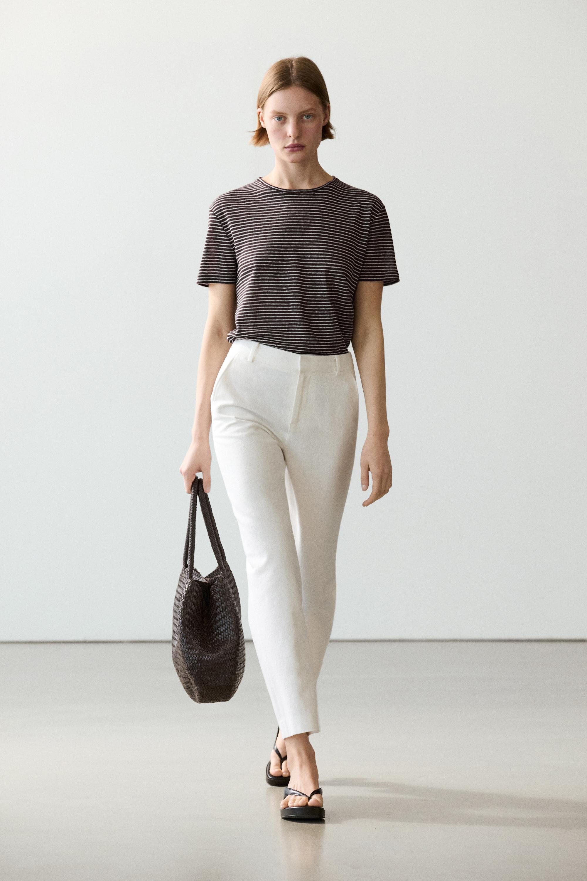 Pantalón slim fit con lino