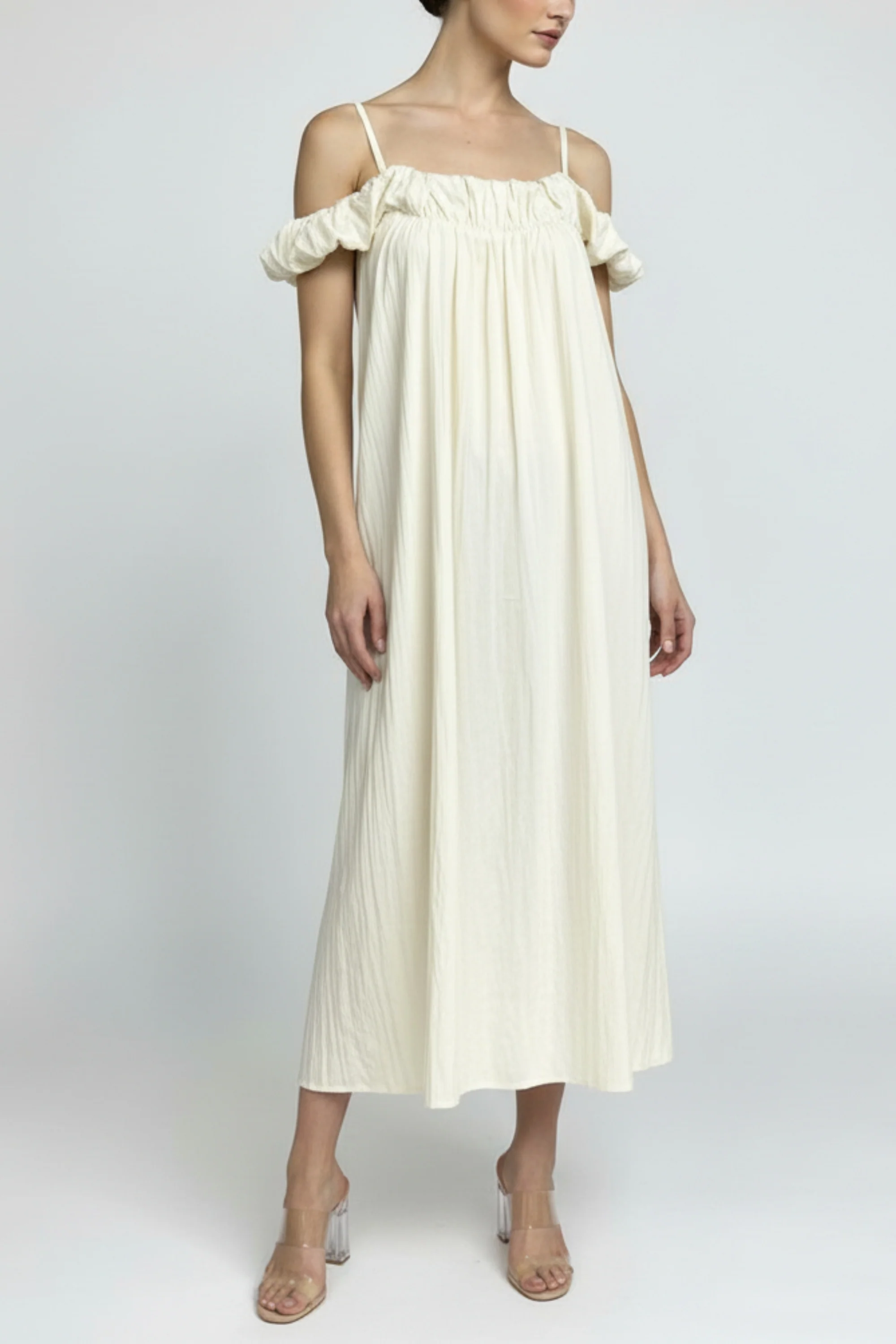 Barely Ivory Ruffle Dress