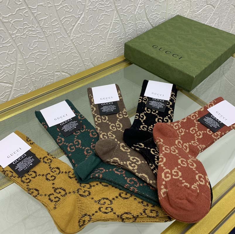 Set of 5 Pairs of Cotton Anti-bacterial Crew Socks WZ-924000193