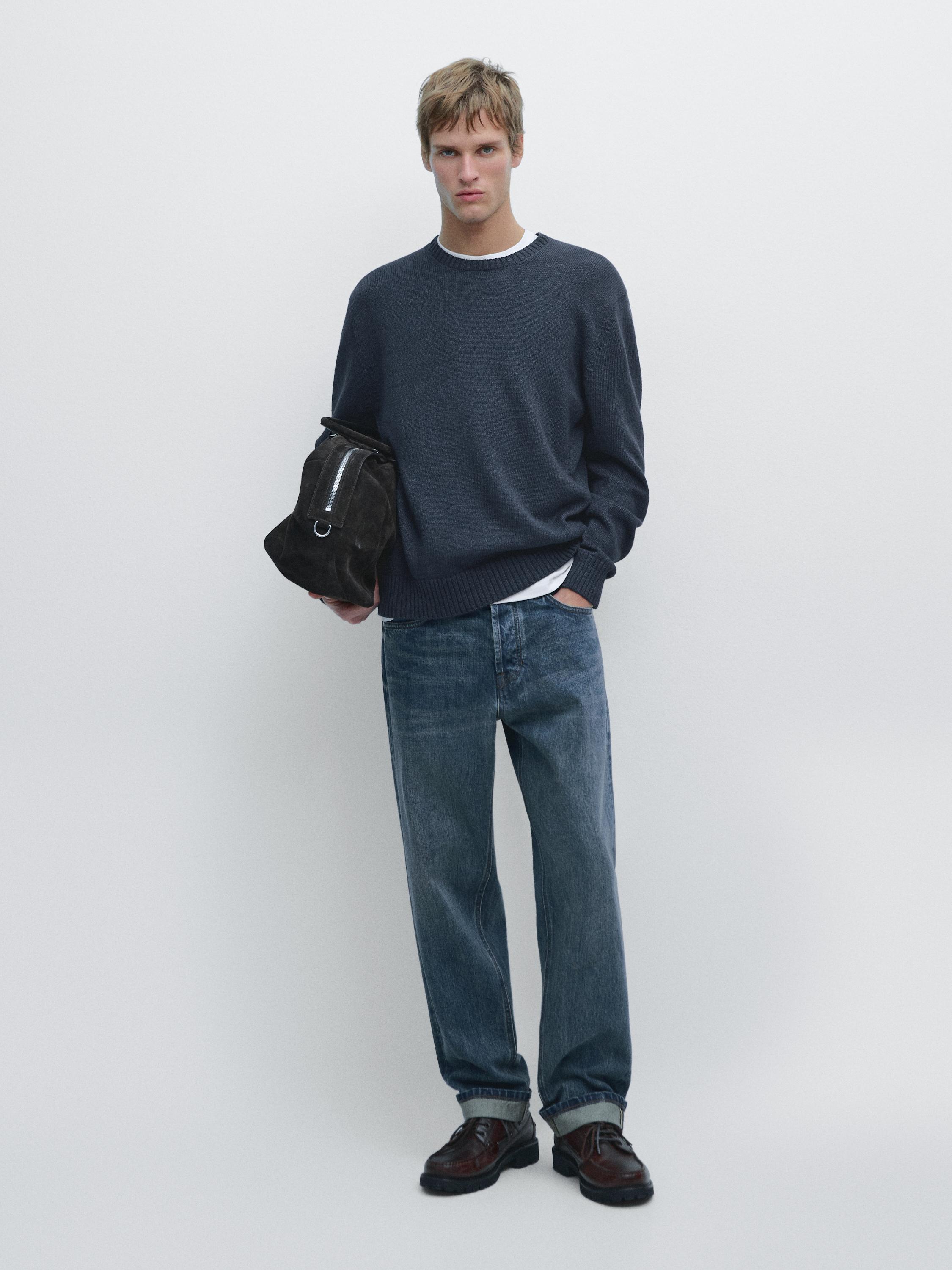 Jersey punto cuello redondo efecto denim