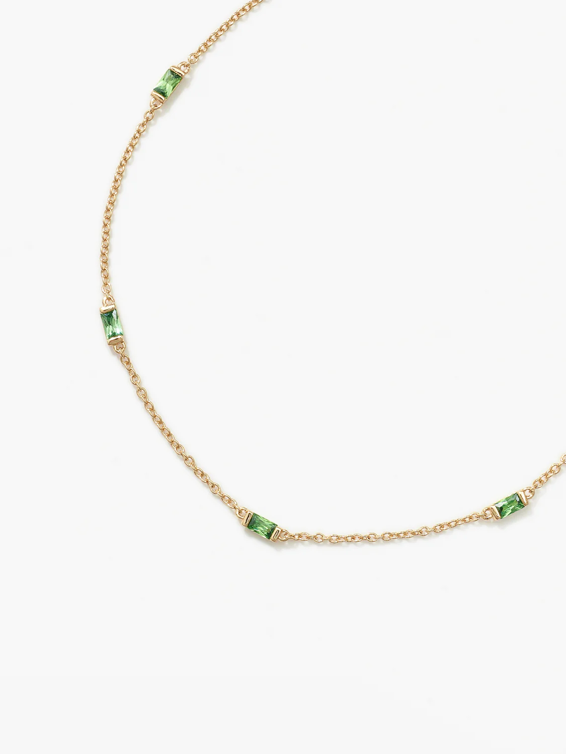 Green Baguette Crystal Station Necklace