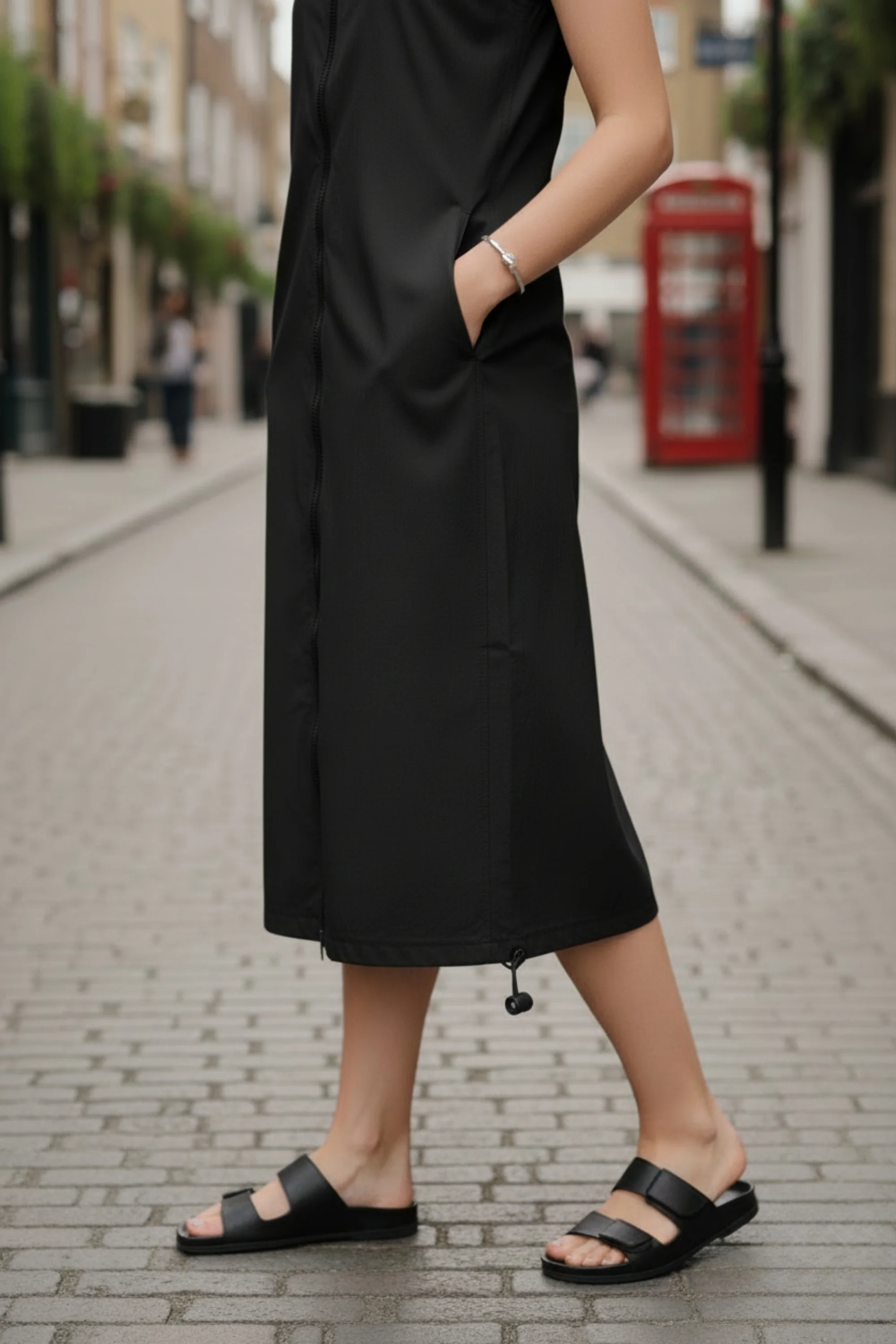 Black Double Slider Zipper Vest Dress