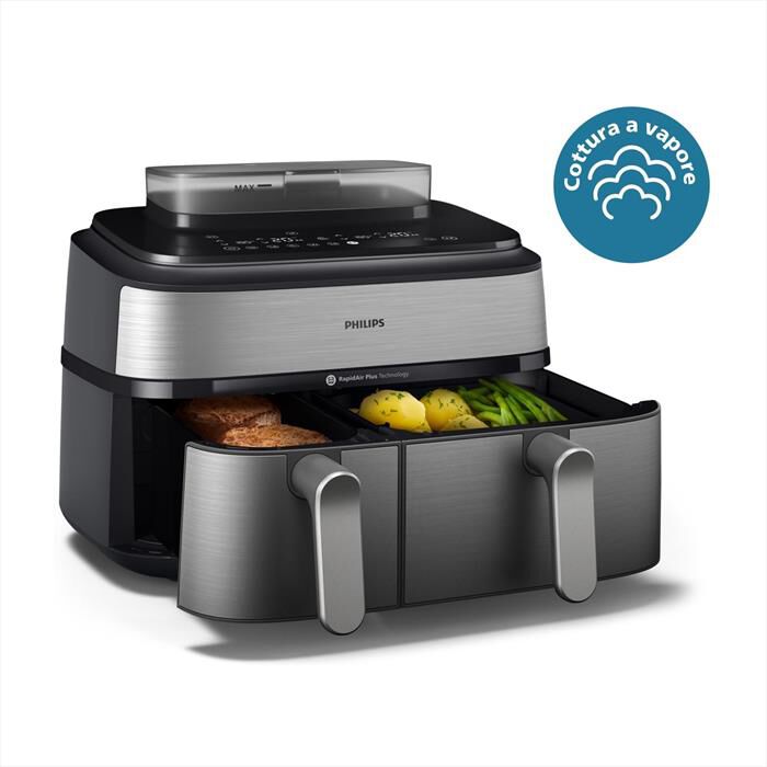PHILIPS - AIRFRYER SERIE 5000 DA 9L COTTURA VAPORE NA555/00-Inox