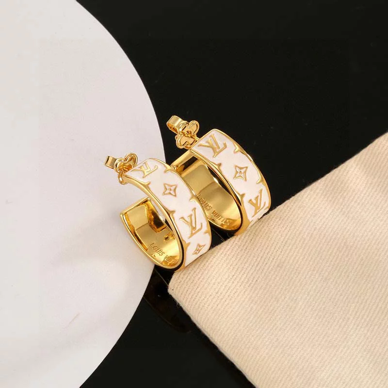 White&Golden Circle Earrings ED-931319