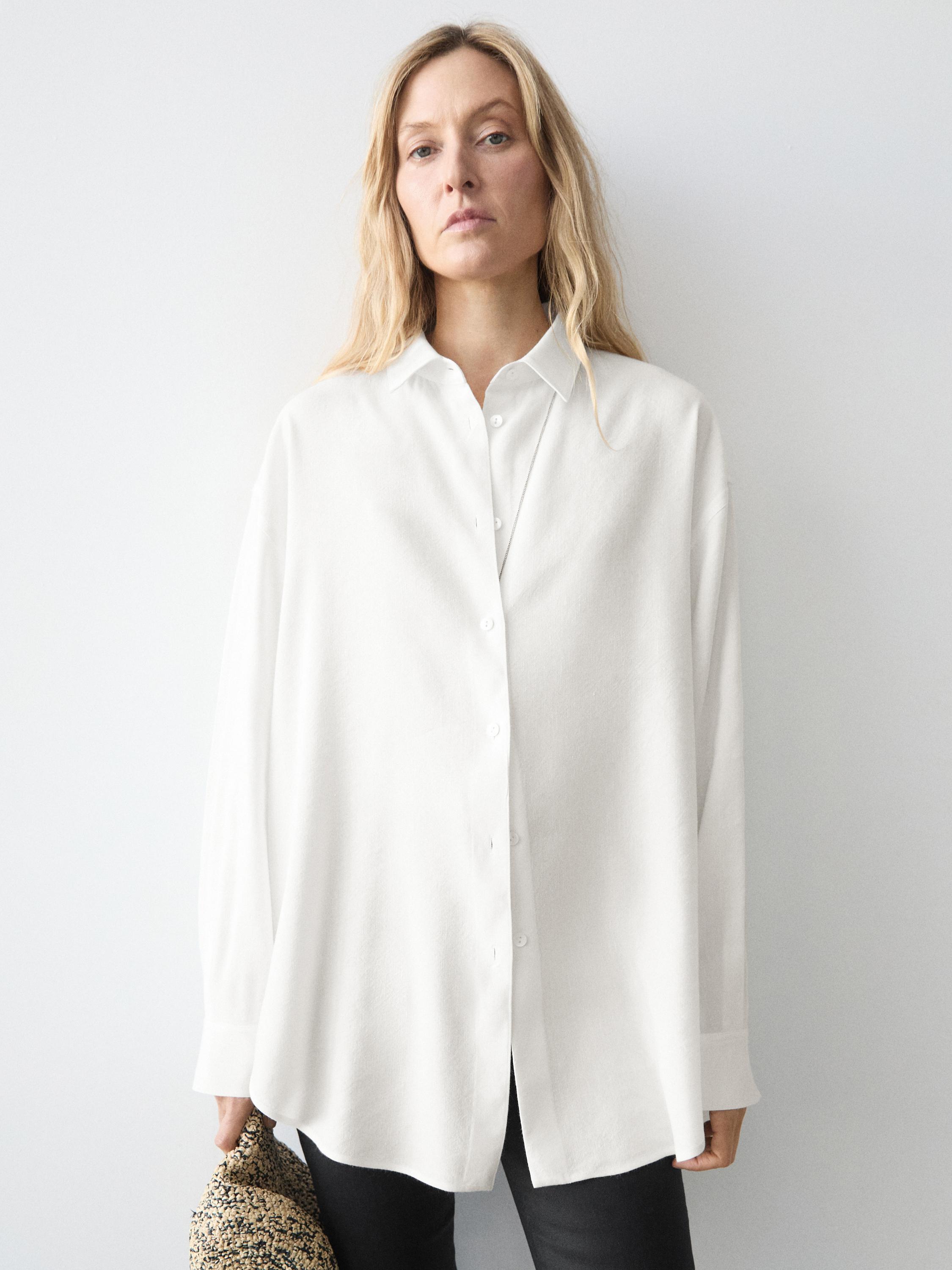 Camisa fluida total look con lino